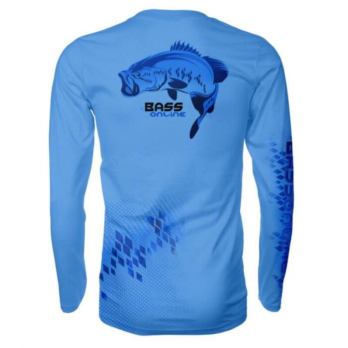 Bass Blue Combo Pack - Neck Gaiter & Long Sleeve Fishing Shirt - Image 2