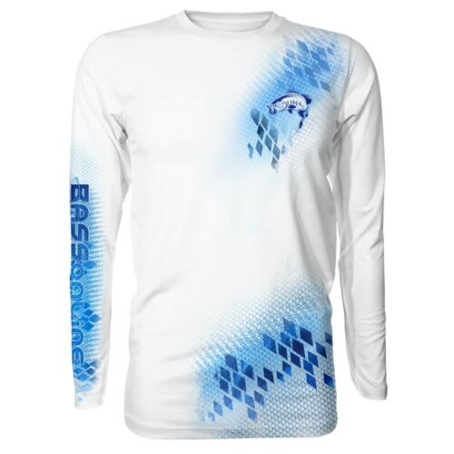 White Blue Water Performance Long Sleeve Fishing Shirt