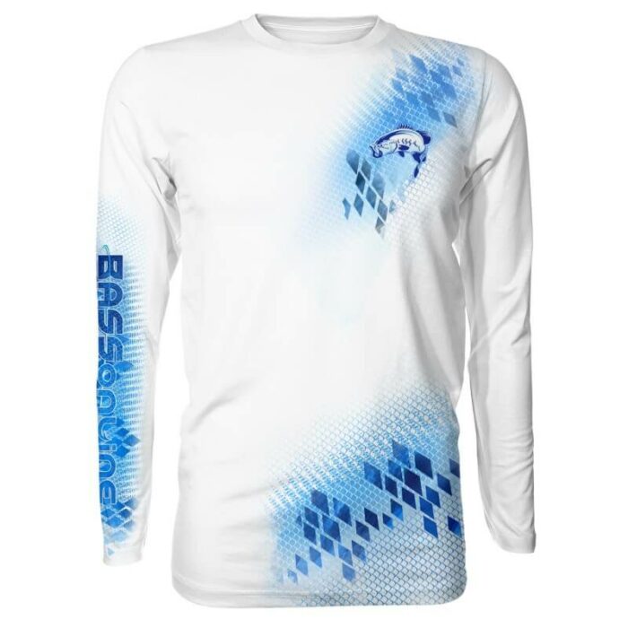 White Blue Water Performance Long Sleeve Fishing Shirt