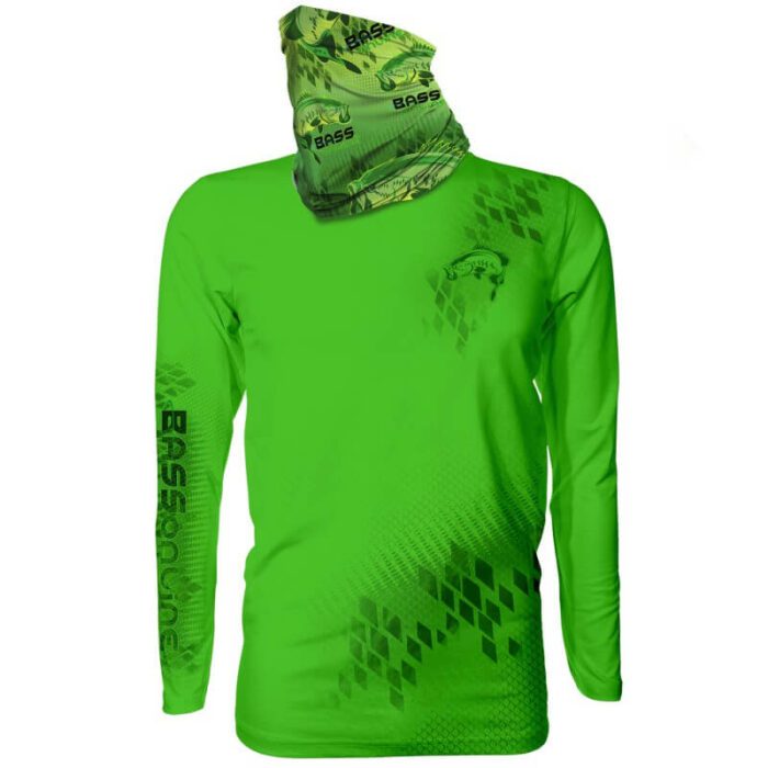 Bass Green Combo Pack - Neck Gaiter & Long Sleeve Fishing Shirts