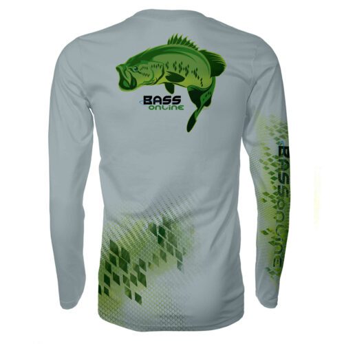 SILVER EVERGLADES PERFORMANCE LONG SLEEVE SHIRT - Mens Fishing Apparel Long Sleeves - Green on Silver
